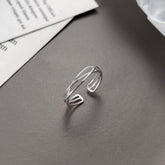 Hollow Stripe Silver Ring for Women